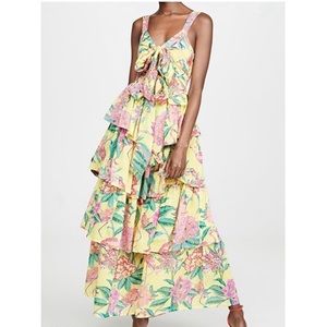 Banjanan Yellow Floral Cutout Bow Aster Dress